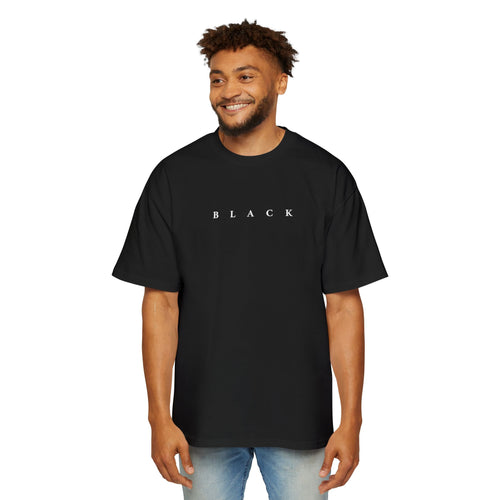 Black Minimalist Tee — 'BLACK' Text Oversized Men's Shirt
