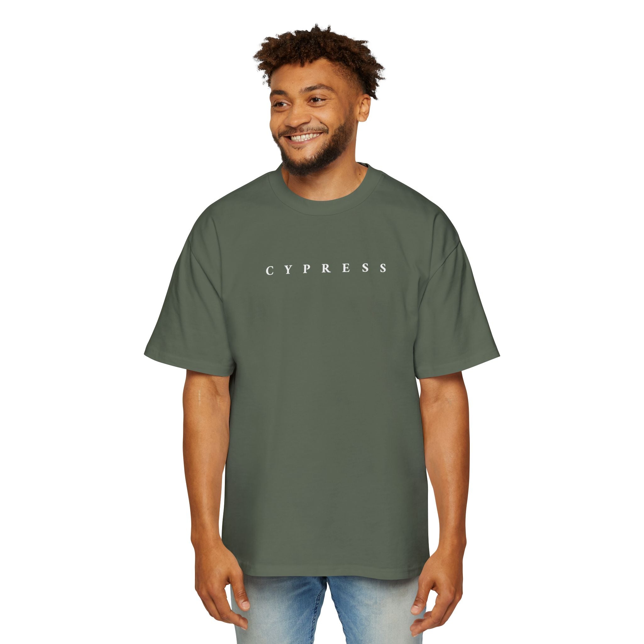 Cypress Minimalist Oversized Tee — Men's Relaxed Olive Graphic Shirt