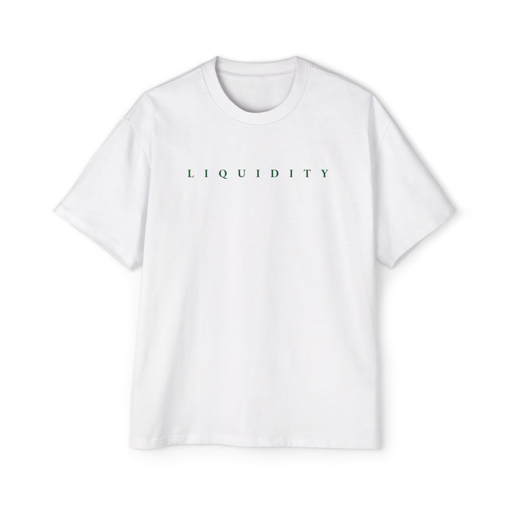 Liquidity Minimalist Oversized Tee — Men's White Graphic T-Shirt