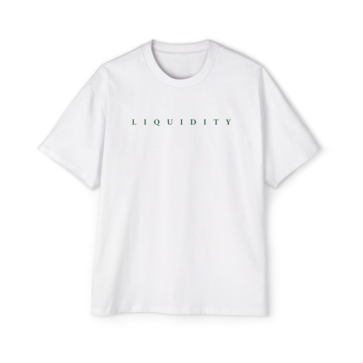 Liquidity Minimalist Oversized Tee — Men's White Graphic T-Shirt
