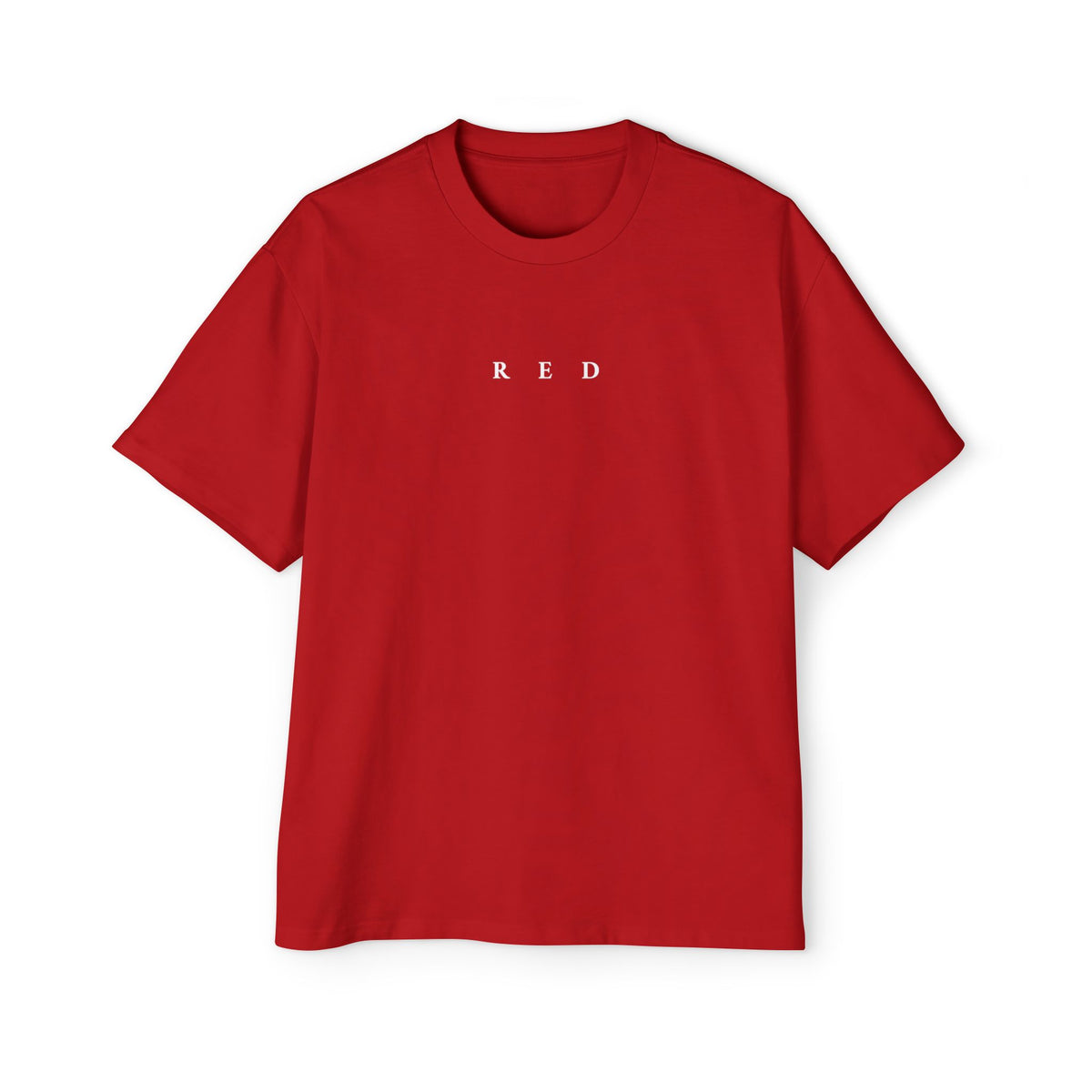 Red Minimalist Tee — 'RED' Graphic Oversized Shirt