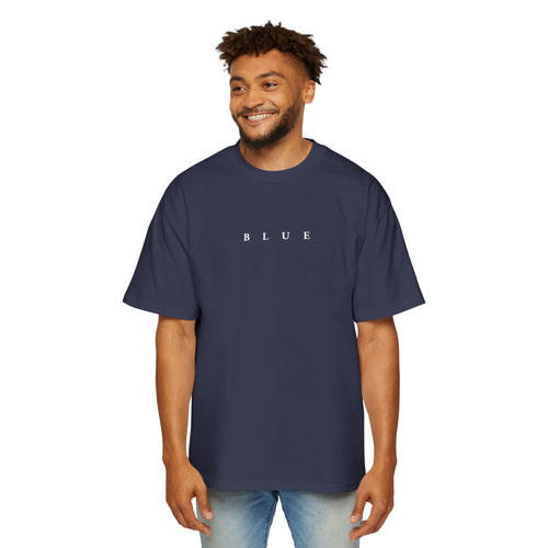 Blue Minimalist Tee — 'BLUE' Center-Print Oversized T-Shirt
