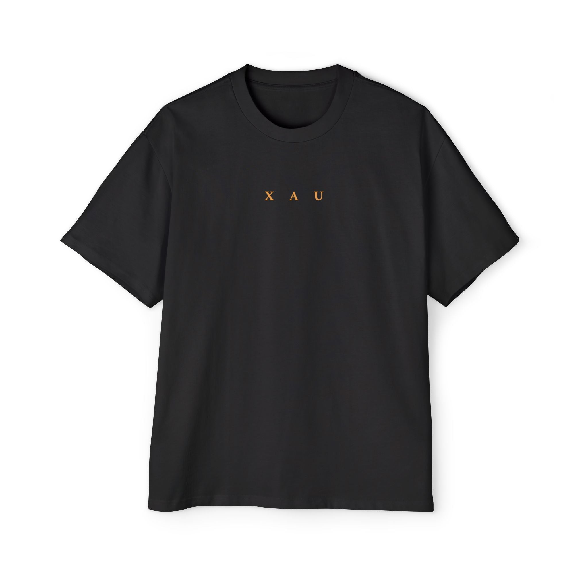 Men's Oversized Tee — Minimal 'XAU' Chest Logo Black T-Shirt