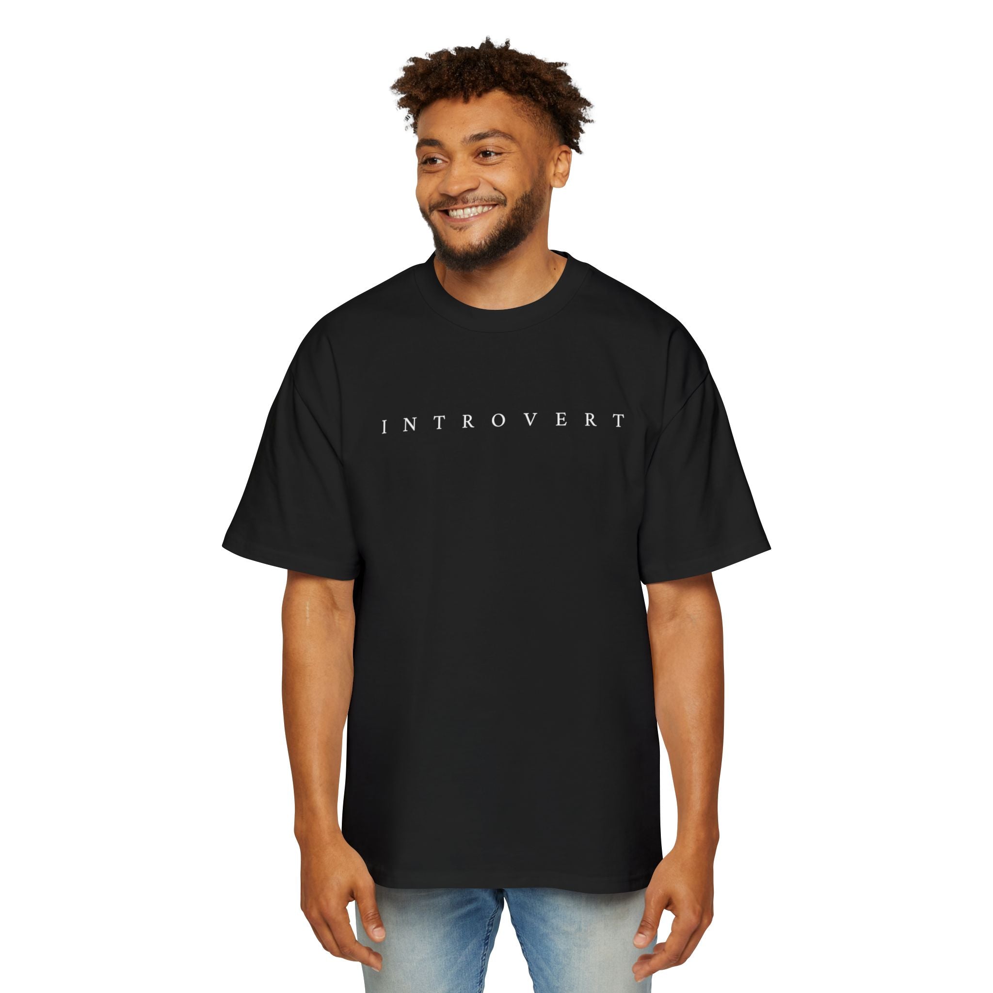 Introvert Graphic Tee - Minimal Black Oversized Men's Shirt