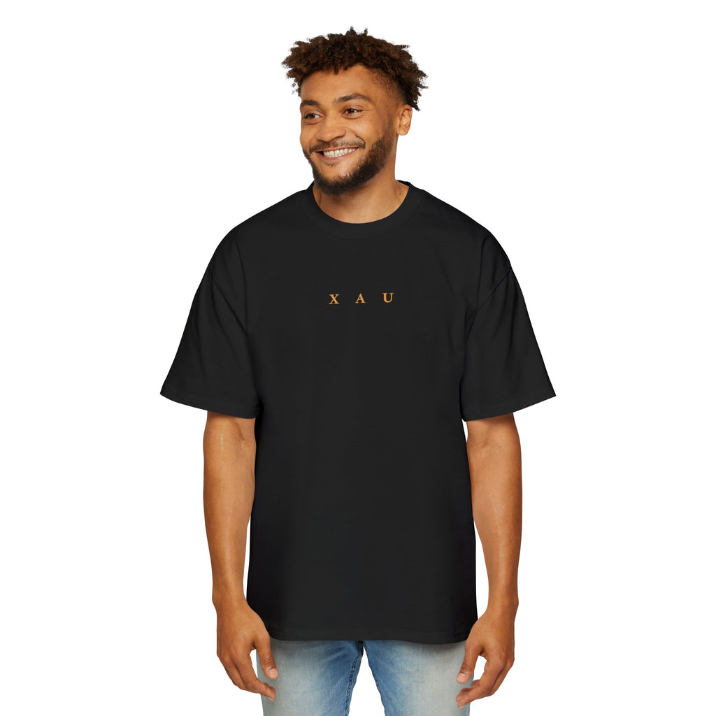 Men's Oversized Tee — Minimal 'XAU' Chest Logo Black T-Shirt